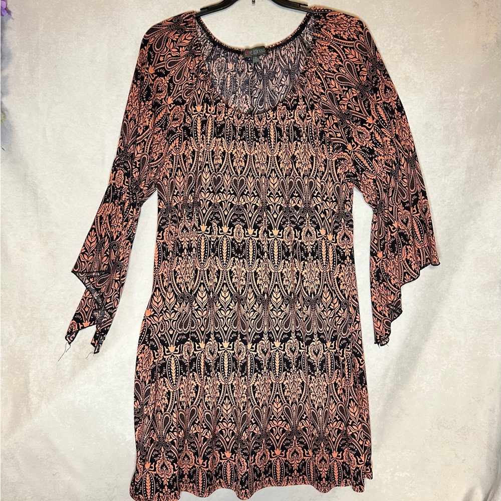 Love Delirious Orange with black Pattern Plus Dress